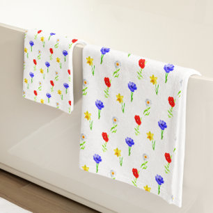 Watercolor Wildflowers Bath Towel Set