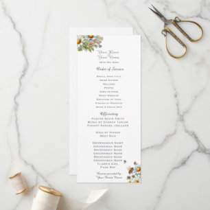 Watercolor Wildflowers Bee Wedding Program Programme