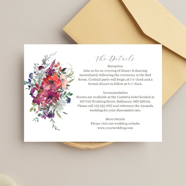 Watercolor  Wildflowers Boho  Wedding Details Enclosure Card (Creator Uploaded)