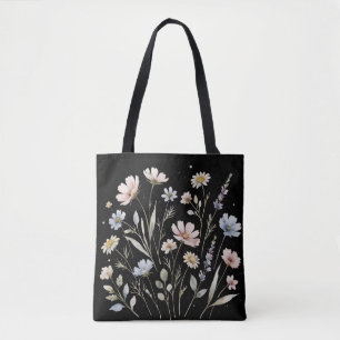 Watercolor Wildflowers Botanical Floral Tote Bag