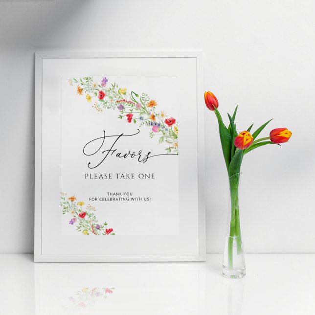 Watercolor wildflowers bridal shower favors poster (Creator Uploaded)