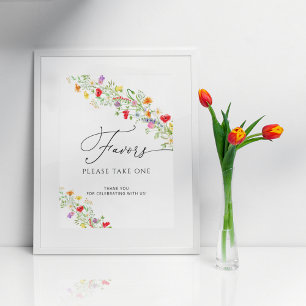 Watercolor wildflowers bridal shower favours poste poster