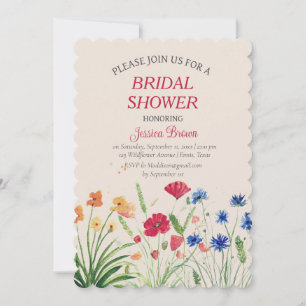 Watercolor Wildflowers Bridal Shower Invitation