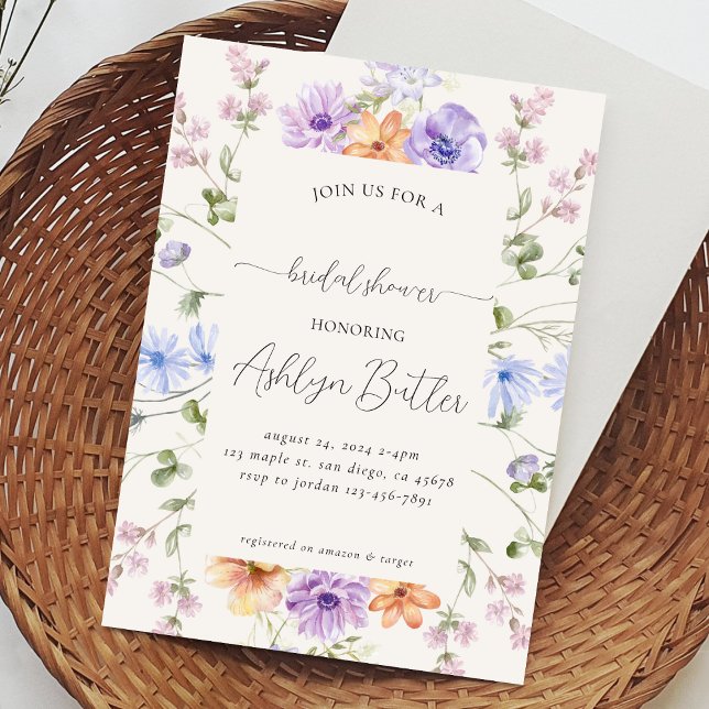Watercolor Wildflowers Bridal Shower Invitation (Creator Uploaded)