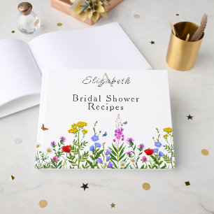 Watercolor Wildflowers Bridal Shower Recipes Mini Guest Book