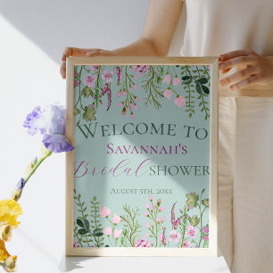 Watercolor Wildflowers Bridal Shower Welcome Sign