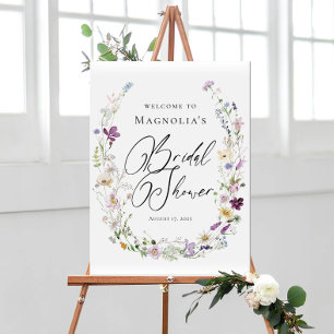 Watercolor Wildflowers Bridal Shower Welcome Sign