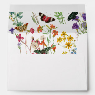 Watercolor Wildflowers Butterflies Floral 5x7 Envelope