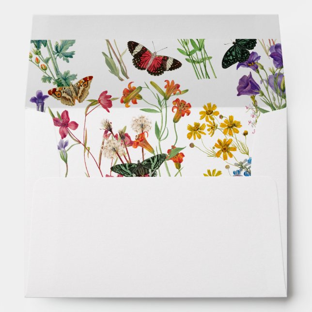 Watercolor Wildflowers Butterflies Floral 5x7 Envelope (Back (Bottom))