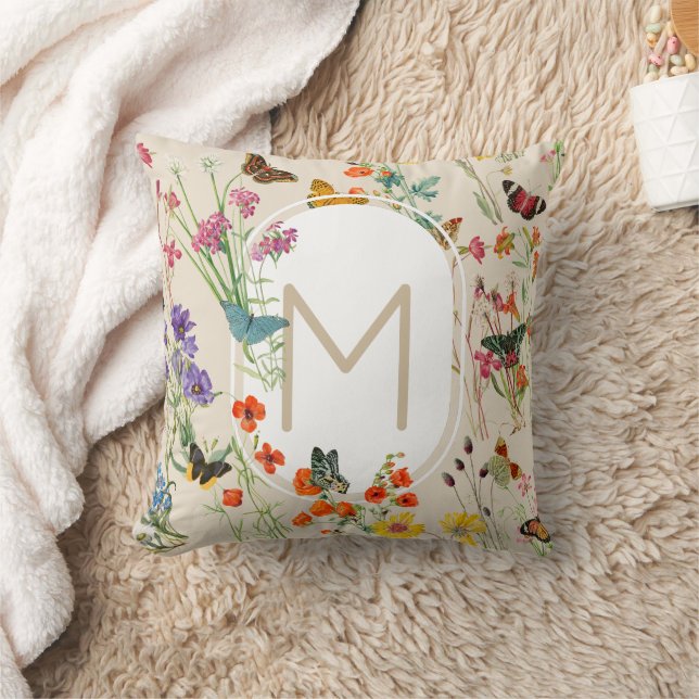 Watercolor Wildflowers & Butterflies Floral Garden Cushion (Blanket)