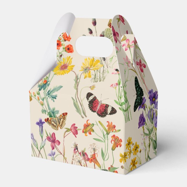 Watercolor Wildflowers & Butterflies Floral Garden Favour Box (Front Side)