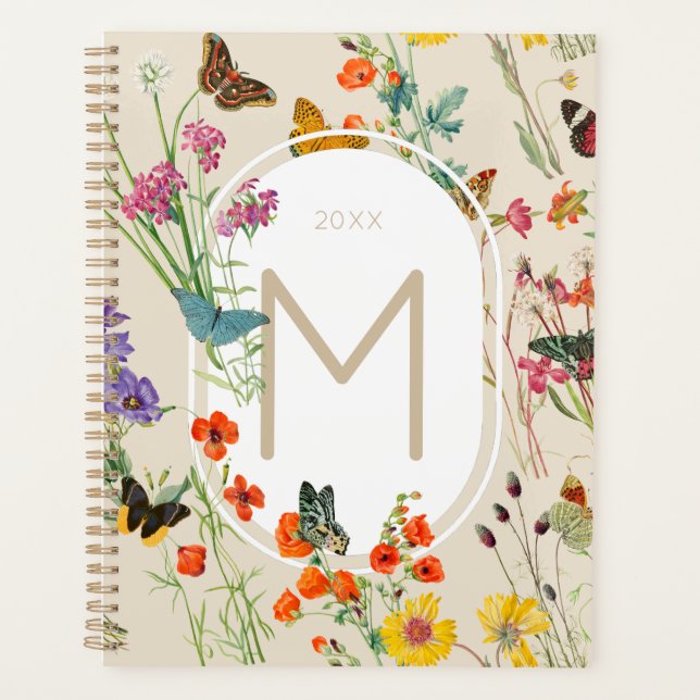 Watercolor Wildflowers & Butterflies Floral Garden Planner (Front)
