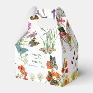 Watercolor Wildflowers Butterflies Floral Wedding Favour Box