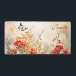 Watercolor Wildflowers Butterfly Personalised Name Desk Mat<br><div class="desc">Watercolor Orange Wildflowers Butterfly Personalised Name Desk Mat features orange, red, beige and brown watercolor wildflower accented with a butterfly and personalised with your name in modern red calligraphy script typography. Perfect as a gift family and friends for birthday, Christmas, holidays, Mother's Day, sister, wife, partner, best friends, work colleagues...</div>
