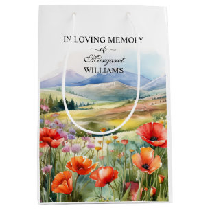 Watercolor Wildflowers Celebration Of Life Funeral Medium Gift Bag