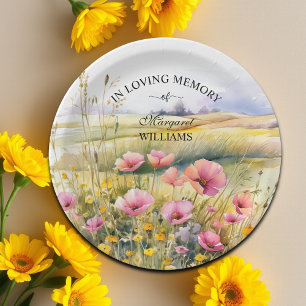 Watercolor Wildflowers Celebration Of Life Funeral Paper Plate