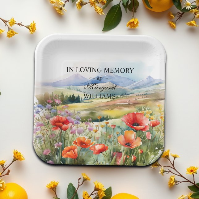 Watercolor Wildflowers Celebration Of Life Funeral Paper Plate (Creator Uploaded)