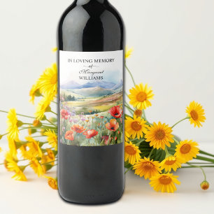 Watercolor Wildflowers Celebration Of Life Funeral Wine Label