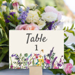 Watercolor Wildflowers Cream Purple Wedding Table Number<br><div class="desc">Colourful watercolor wildflower / on ivory cream and purple botanical garden wedding table number.  Design one for each table. Contact me for assistance with your customisations or to request additional matching or coordinating Zazzle products for your event(s)</div>