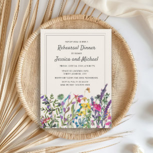 Watercolor Wildflowers Cream Rustic Wedding Invitation