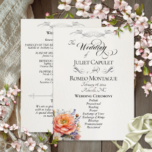 Watercolor Wildflowers - Cream Wedding Programme