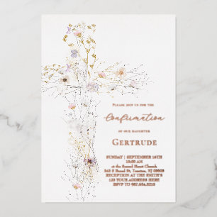 watercolor wildflowers cross Confirmation
