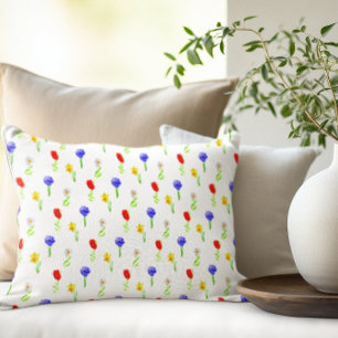 Watercolor Wildflowers Decorative Cushion