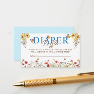 Watercolor Wildflowers Diaper Raffle Baby Shower Enclosure Card