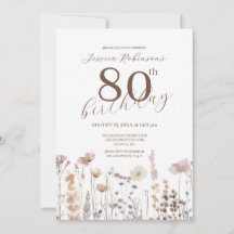 Watercolor Wildflowers Eightieth Birthday 