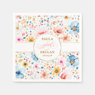 Watercolor Wildflowers Elegant Boho Wedding Napkin