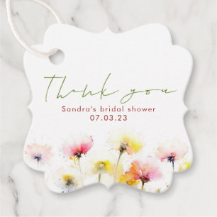 Watercolor Wildflowers Elegant Wedding Thank You Favour Tags