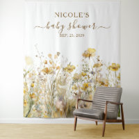 Watercolor Wildflowers Fall Baby Shower Backdrop