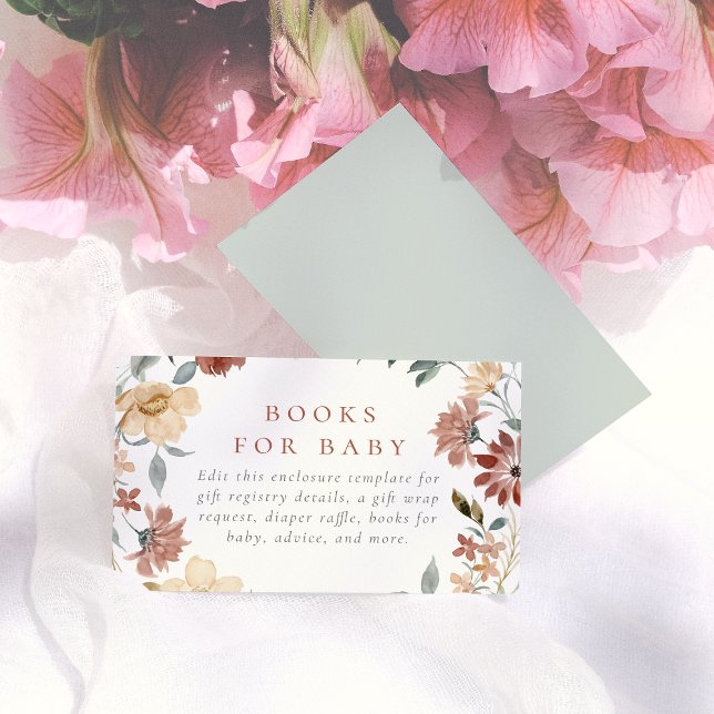 Watercolor Wildflowers Floral Baby Shower Enclosure Card (Creator Uploaded)