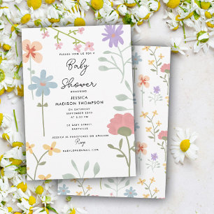 Watercolor Wildflowers Floral Baby Shower Invitation