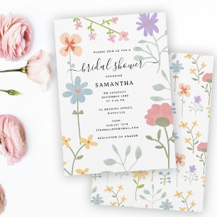 Watercolor Wildflowers Floral Bridal Shower Invitation