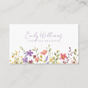 Watercolor Wildflowers Floral Business Card
