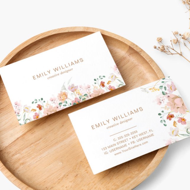 Watercolor Wildflowers Floral Business Card (Creator Uploaded)