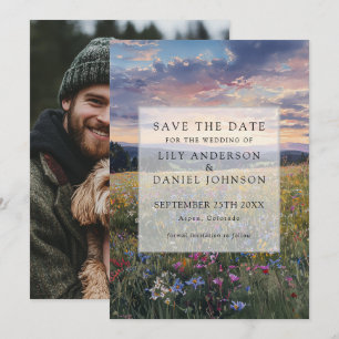 Watercolor Wildflowers Floral Meadow Photo Wedding Save The Date