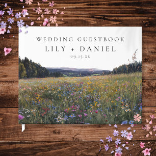 Watercolor Wildflowers Floral Meadow Wedding Guest Book