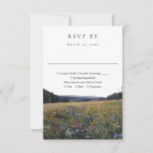 Watercolor Wildflowers Floral Meadow Wedding RSVP Card