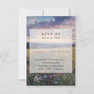 Watercolor Wildflowers Floral Meadow Wedding RSVP Card