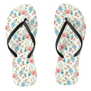 Watercolor Wildflowers Floral Pattern-67676 Jandals