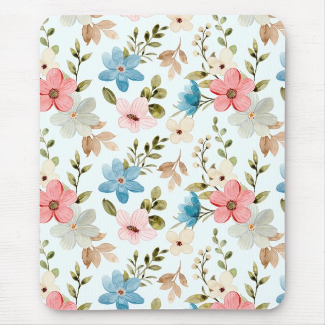 Watercolor Wildflowers Floral Pattern-67676 Mouse Pad (Front)