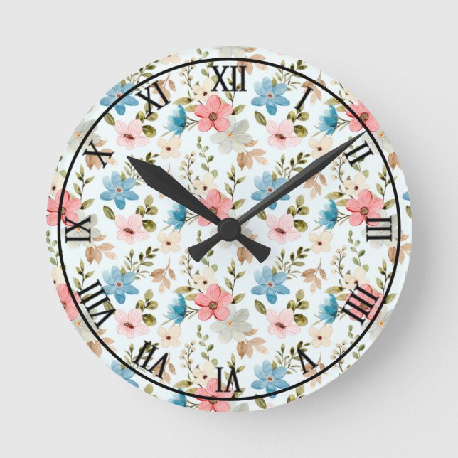 Watercolor Wildflowers Floral Pattern-67676 Round Clock (Front)