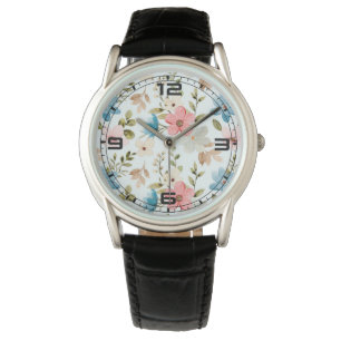 Watercolor Wildflowers Floral Pattern-67676 Watch