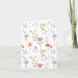 Watercolor Wildflowers Floral Pattern Card