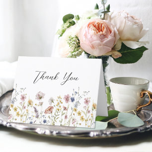 Watercolor Wildflowers Floral Thank You Card
