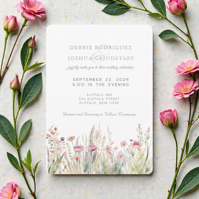 Watercolor Wildflowers Floral Wedding Invitation  (Creator Uploaded)