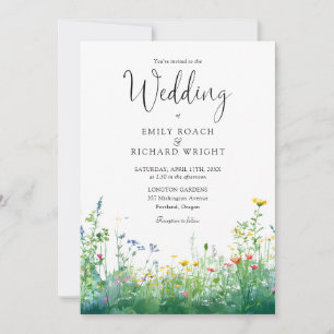 Watercolor Wildflowers Floral Wedding Invitation