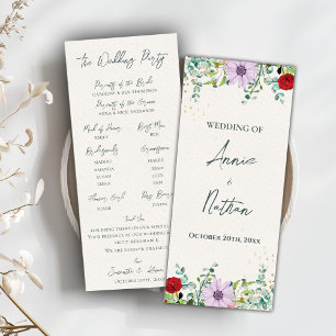 Watercolor Wildflowers Floral Wedding Program Invitation